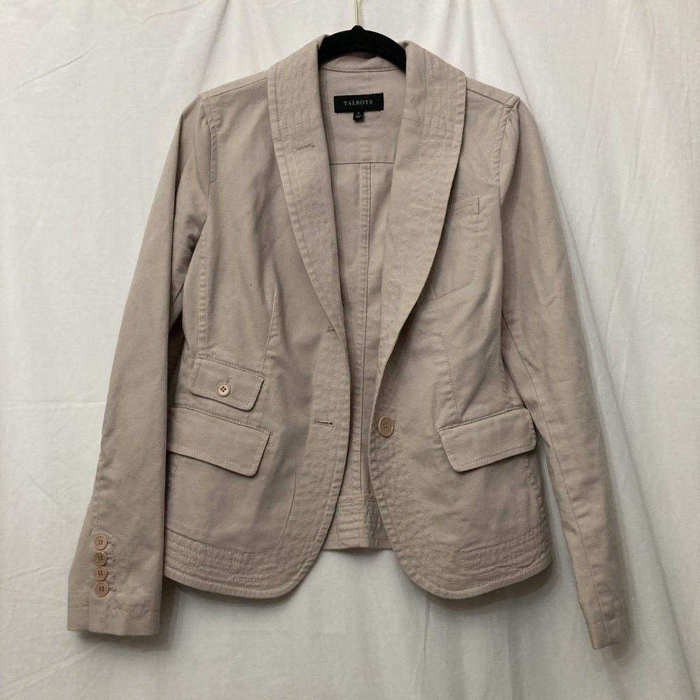 Talbots Dusty Pink Denim Blazer w/Multiple Outer Pockets & Thread Details - SZ 2